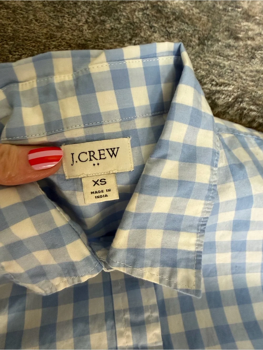 J. Crew Light Blue and White Gingham Button-Down Shirt